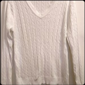Tommy Hilfiger White Cotton Tennis Sweater